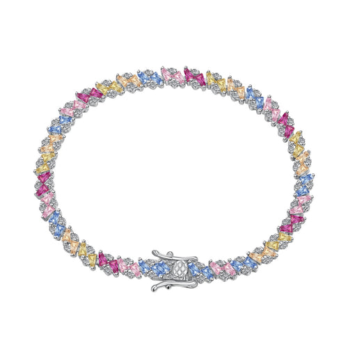 Silver Colorful Zircon Trapezoidal Bracelet