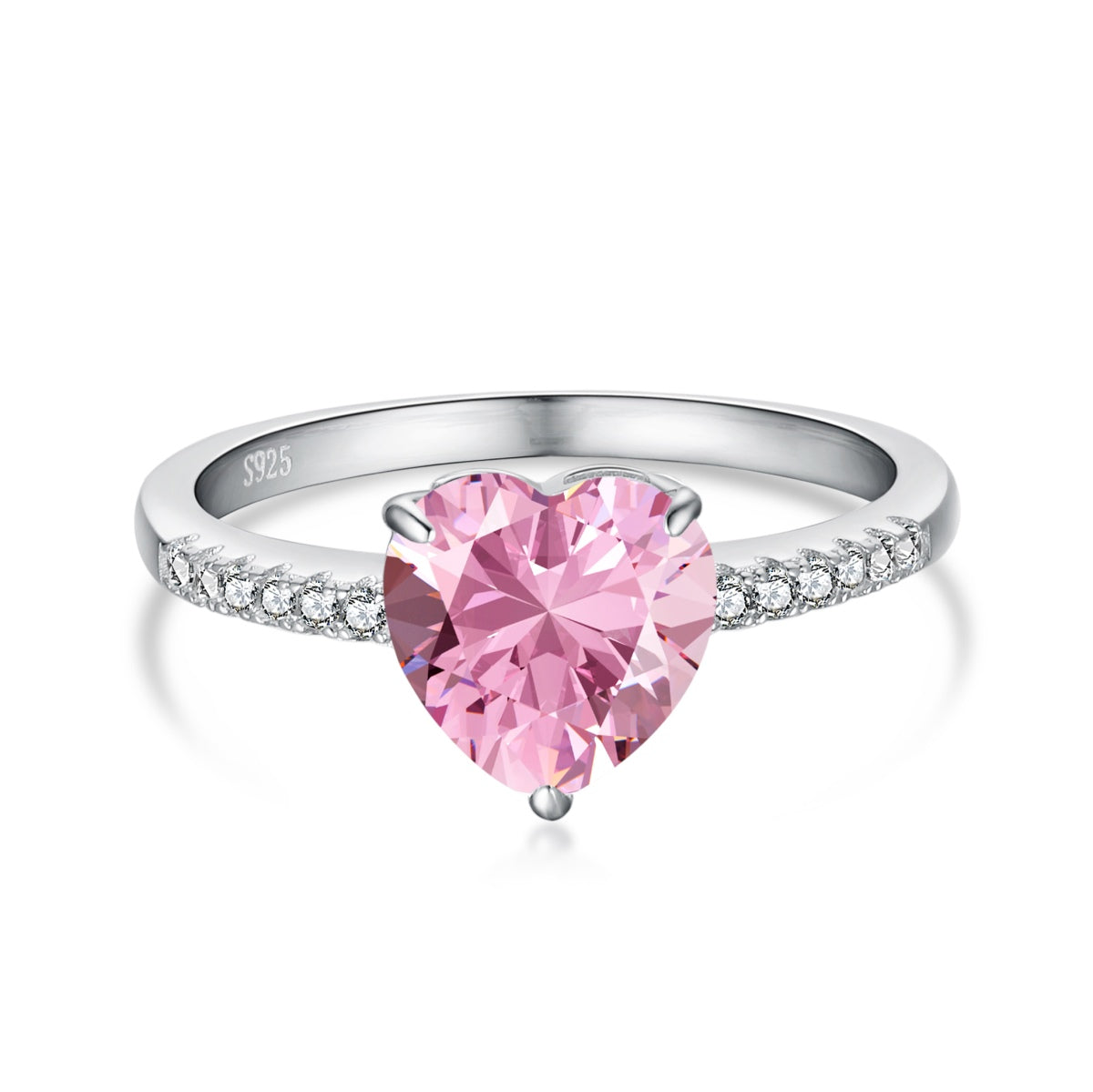 Sparkling Heart Pink Cubic Zirconia Ring