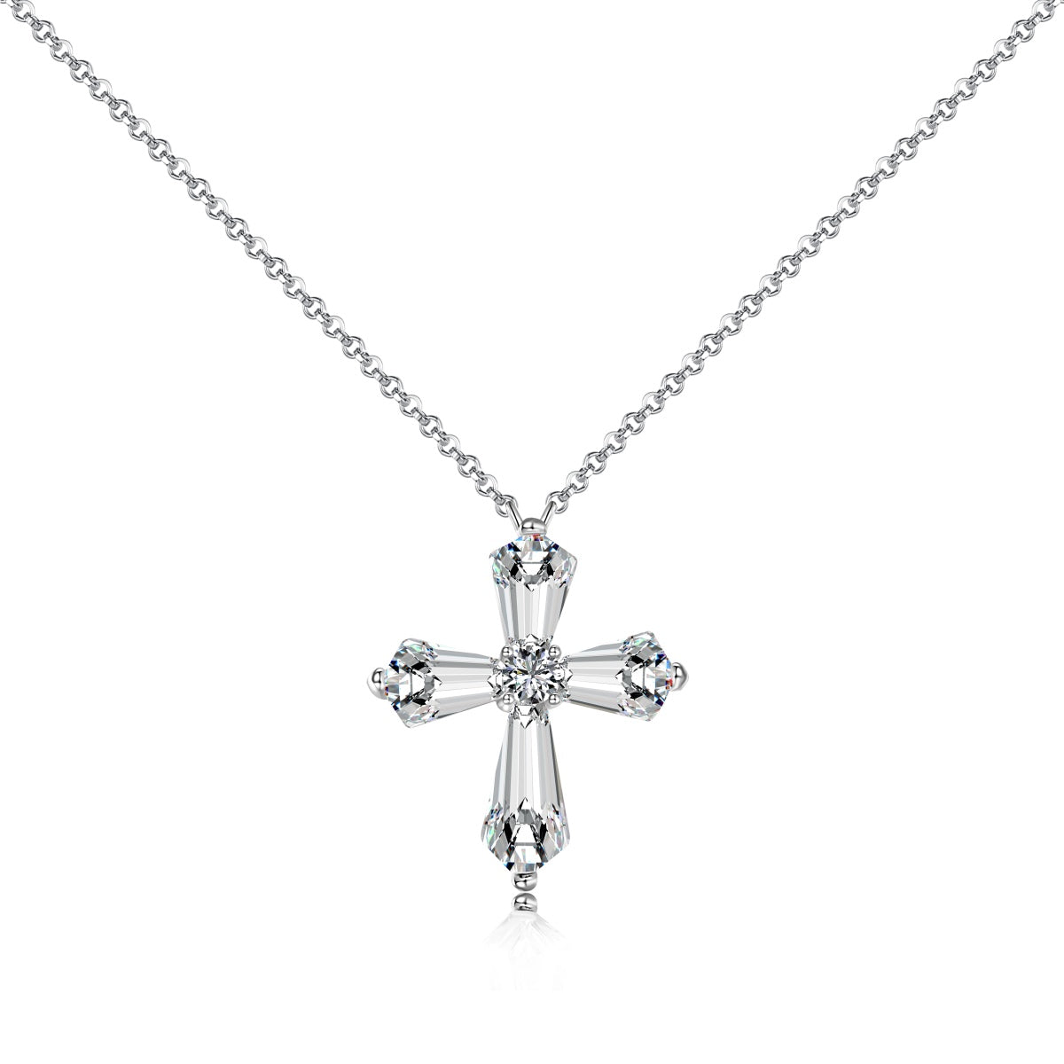 White Cross Pendant Choker Necklace