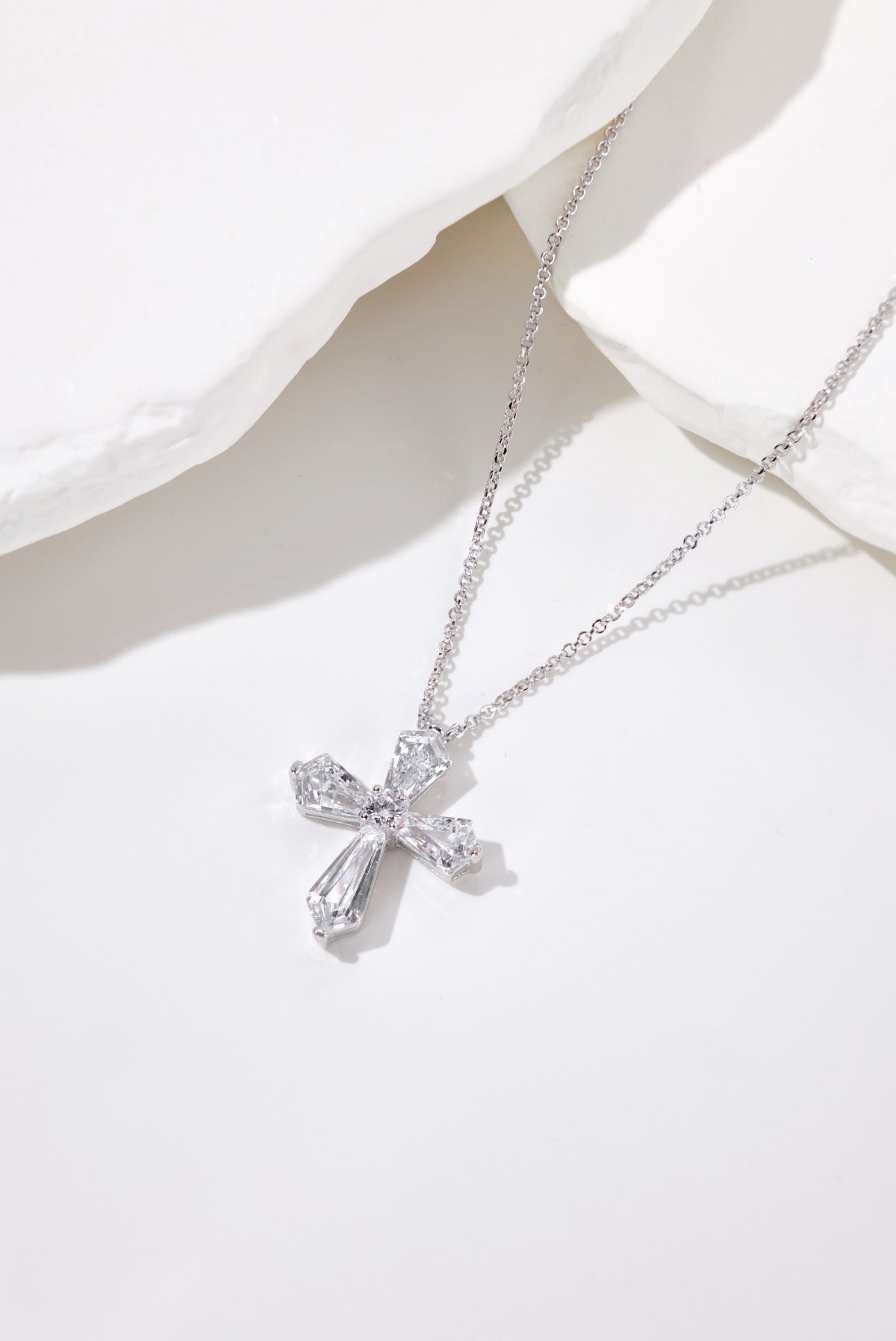 White Cross Pendant Choker Necklace