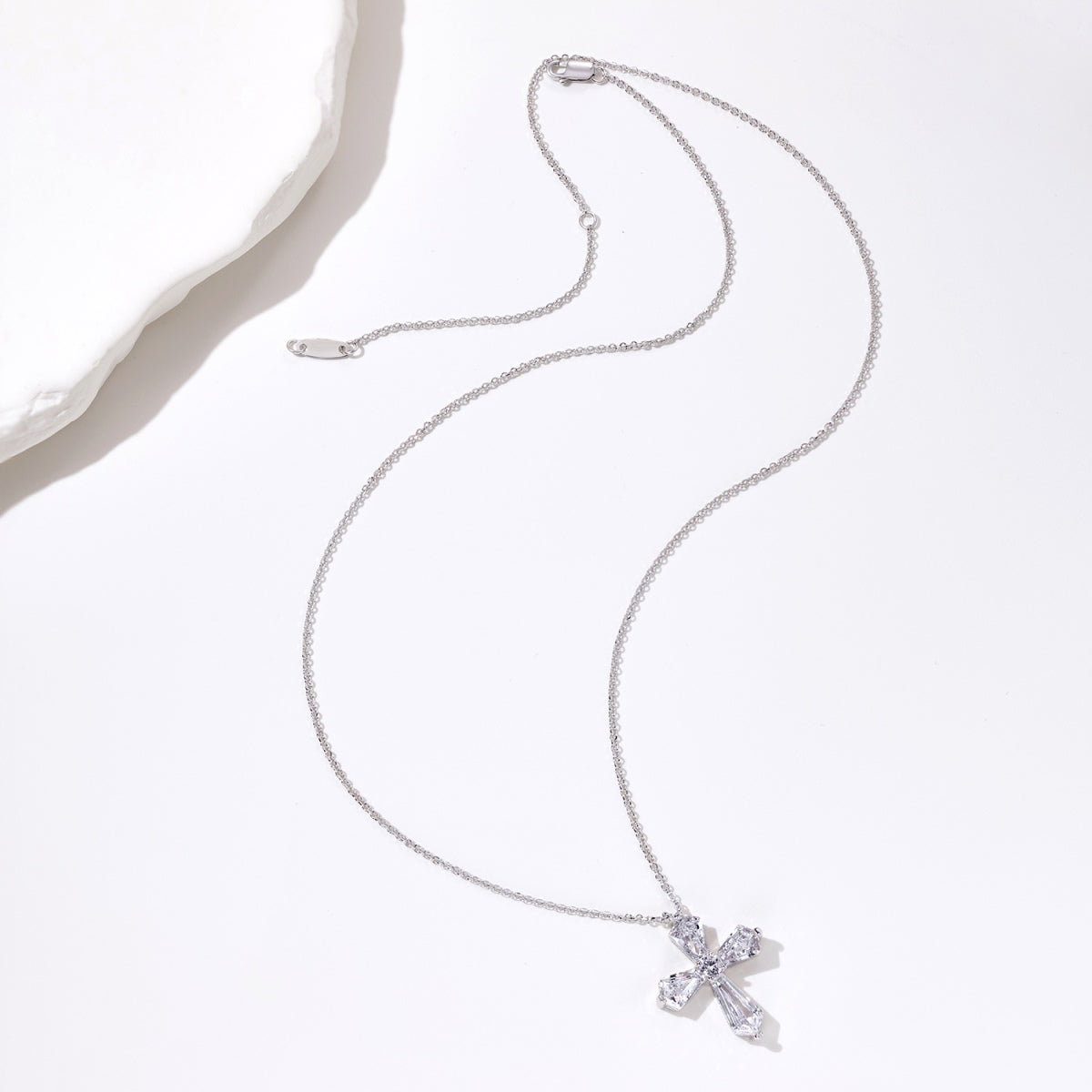 White Cross Pendant Choker Necklace