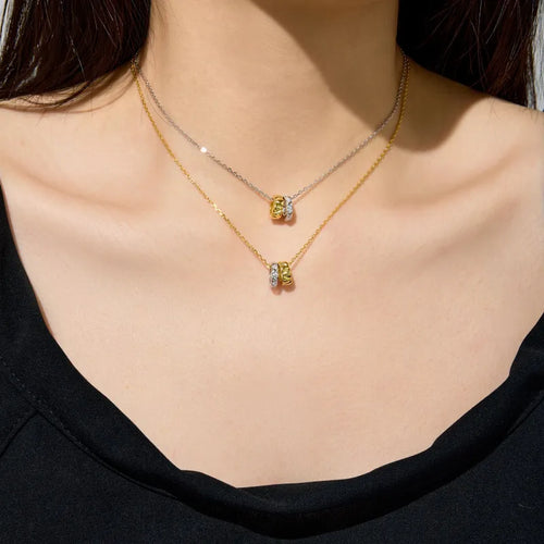Silver S925 Circular Zircon Inlaid Necklace