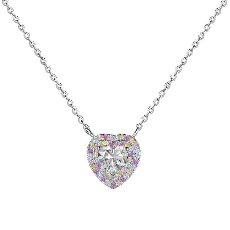 Silver S925 Heart Zircon Pendant Necklace