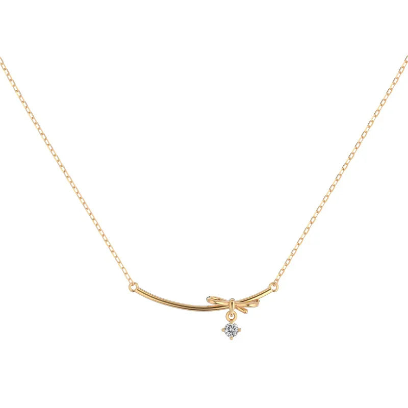 Silver S925 White Zircon Bowknot Necklace